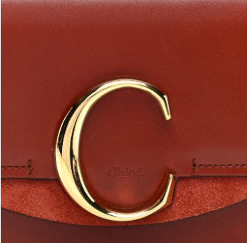 Chloé The C Mini Leather and Suede Calfskin Shoulder Bag Crossbody Bag Brown