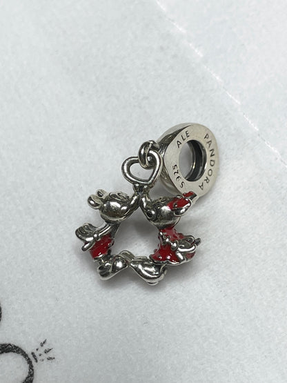 Authentic Pandora Disney Mickey & Minnie Mouse Kissing Dangle Charm S925 ALE 790075C01