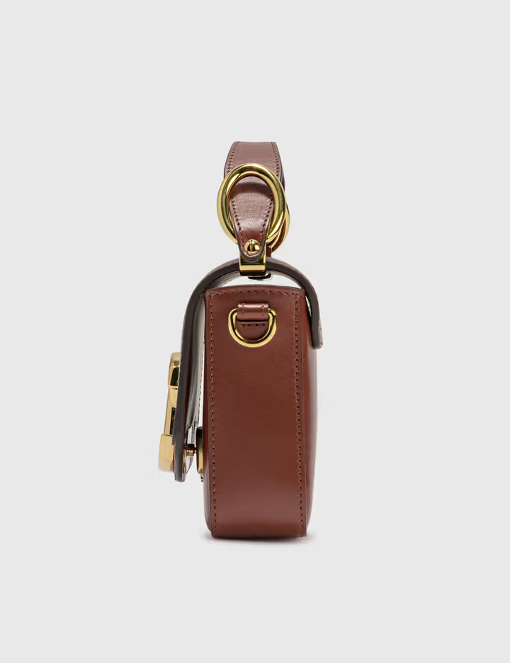 Chloé The C Mini Leather and Suede Calfskin Shoulder Bag Crossbody Bag Brown