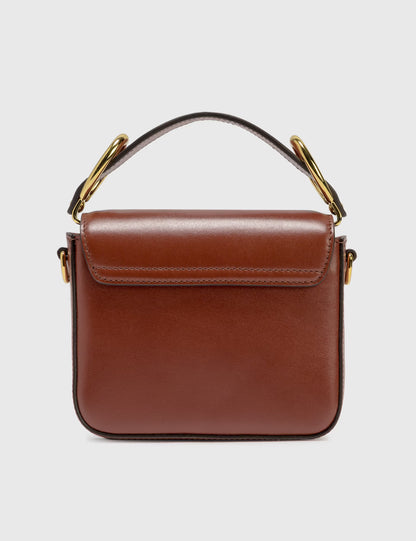 Chloé The C Mini Leather and Suede Calfskin Shoulder Bag Crossbody Bag Brown