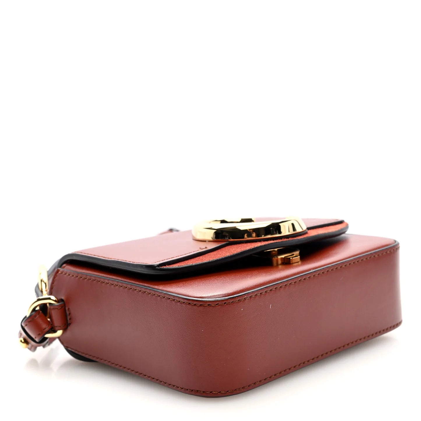 Chloé The C Mini Leather and Suede Calfskin Shoulder Bag Crossbody Bag Brown