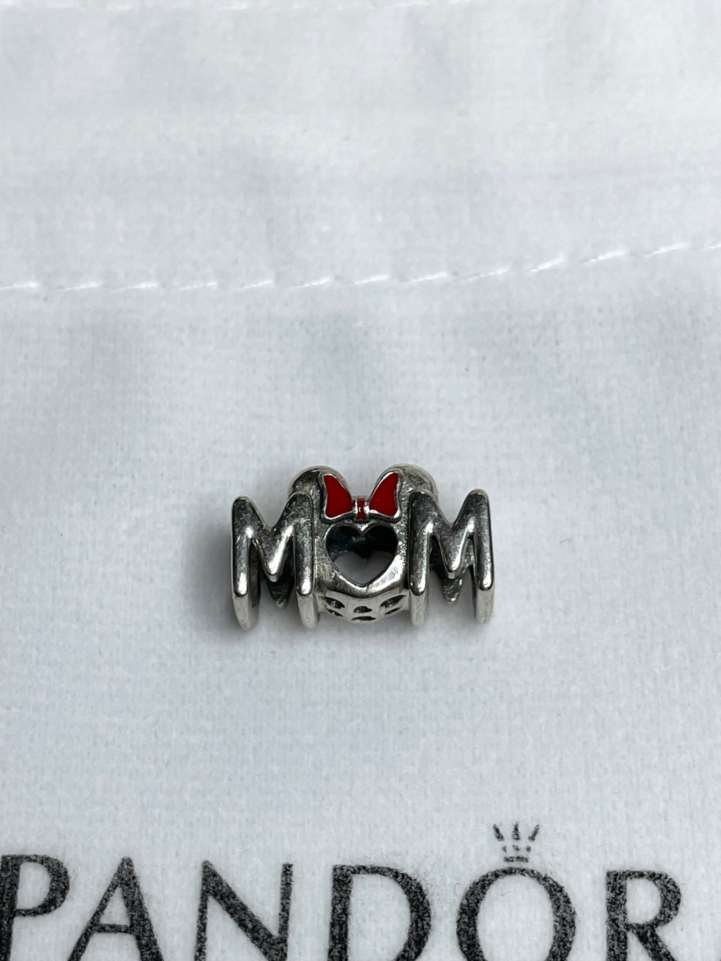 Authentic Pandora Disney Minnie Mouse Bow Mom Charm S925 ALE 799363C01