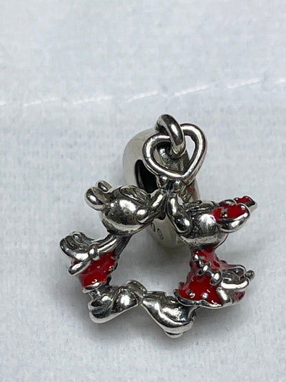 Authentic Pandora Disney Mickey & Minnie Mouse Kissing Dangle Charm S925 ALE 790075C01