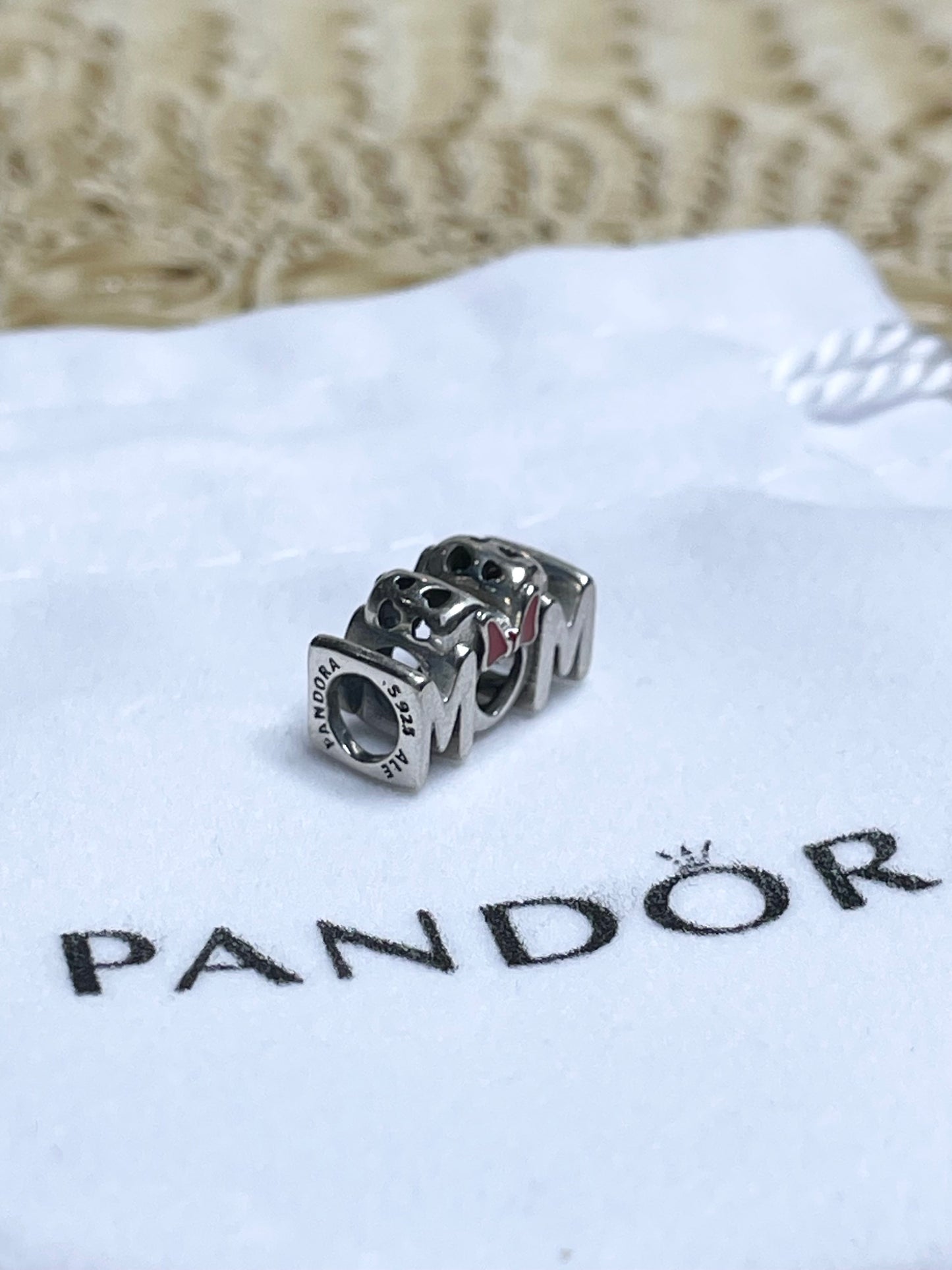 Authentic Pandora Disney Minnie Mouse Bow Mom Charm S925 ALE 799363C01