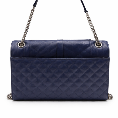 Saint Laurent Envelope Mixed Matelassé Leather Medium Shoulder Bag Navy Blue