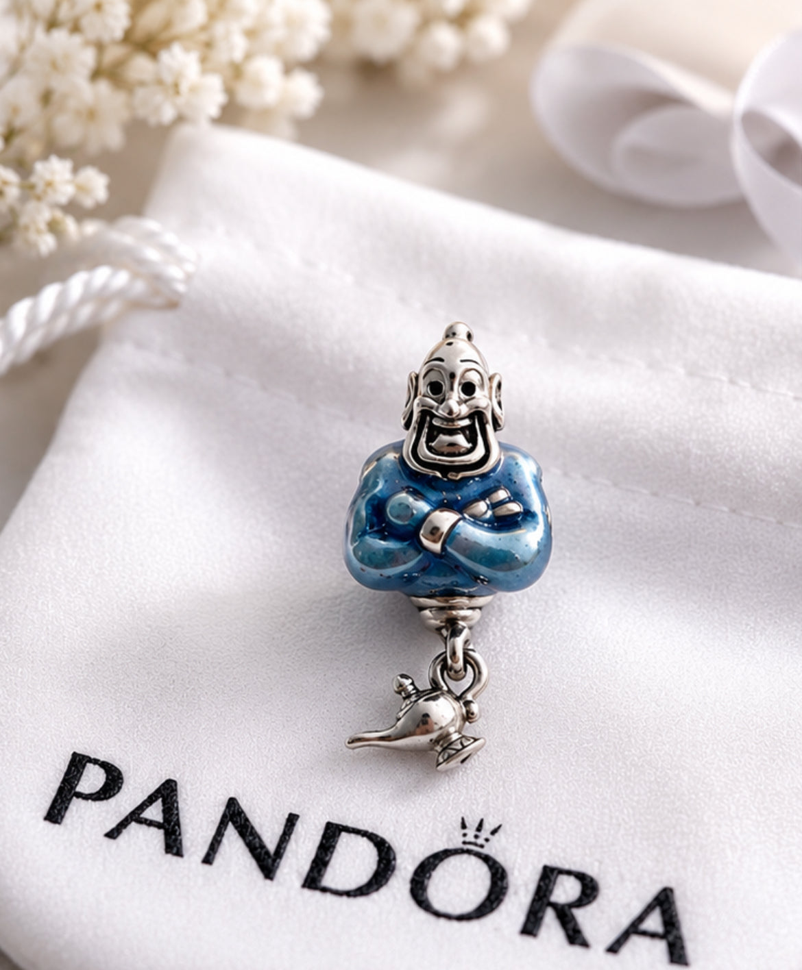 Authentic Pandora Disney Aladdin Genie & Magic Lamp Charm S925 ALE 792348C01