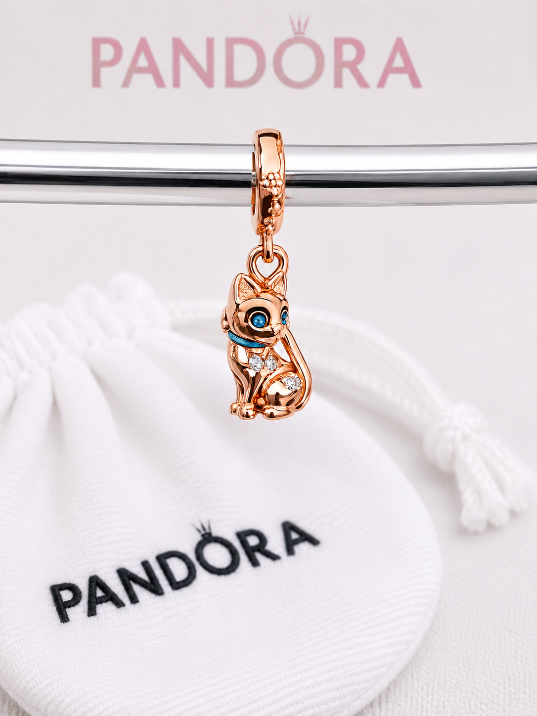 Authentic Pandora Sparkling Pet Cat Dangle Charm S925 ALE 782259C01