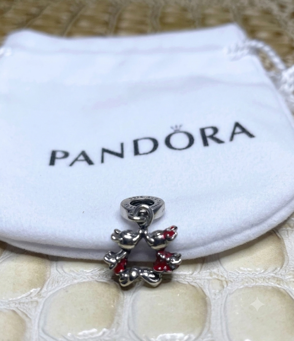 Authentic Pandora Disney Mickey & Minnie Mouse Kissing Dangle Charm S925 ALE 790075C01